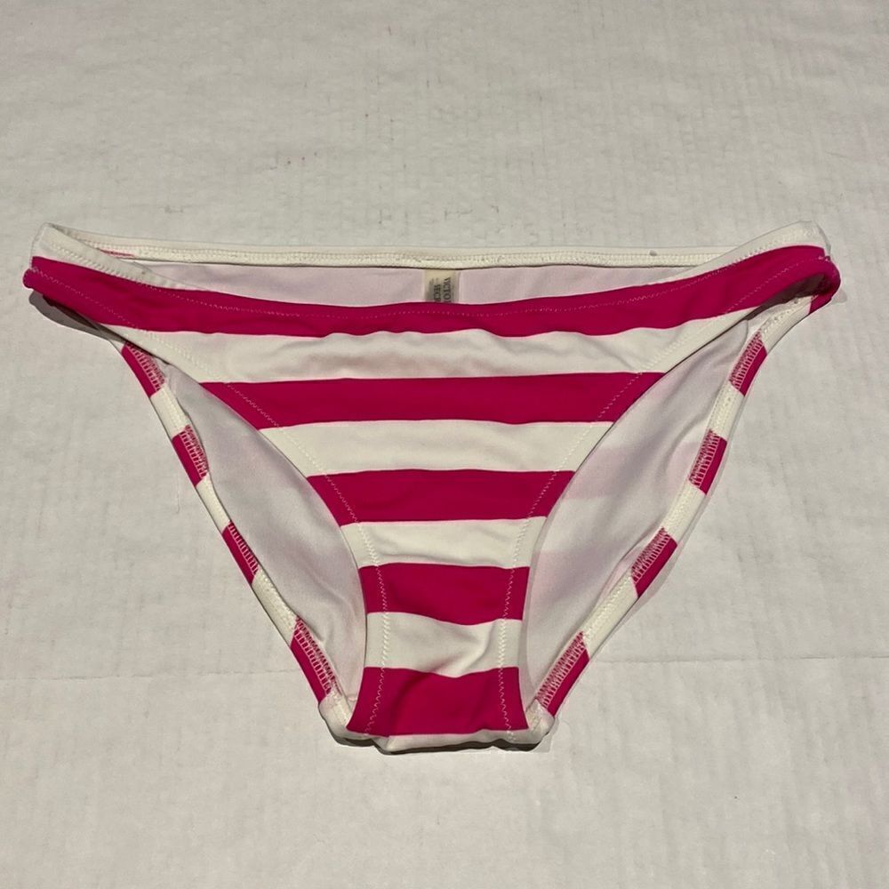 Victoria secret pink and white striped bikini bottom size med